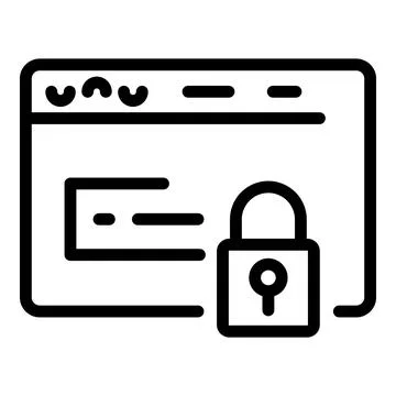 Web safe authentication icon, outline style 库存插图