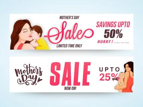 Web Sale Header or Banner for Mother's Day. Stock Illustration