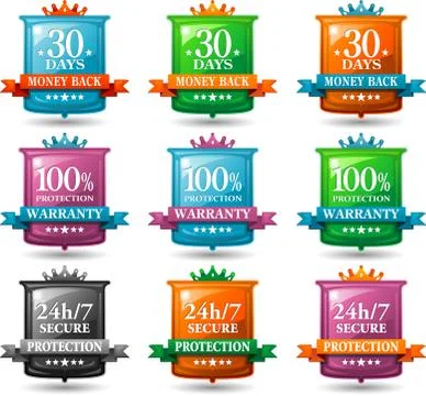 Web satisfaction guarantee badges Stock Illustration