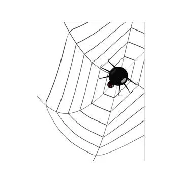 A web with a scary black spider Stock Illustration