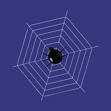 A web with a scary black spider Illustrazione stock