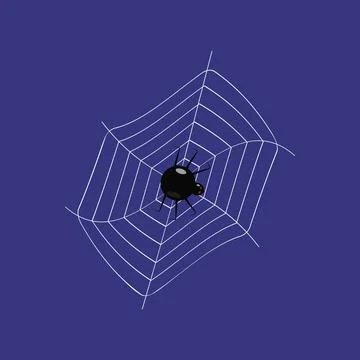 A web with a scary black spider Illustrazione stock