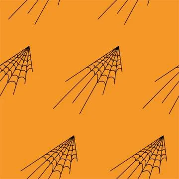 Web seamless vector pattern on white black orange background. Halloween textu Stock Illustration
