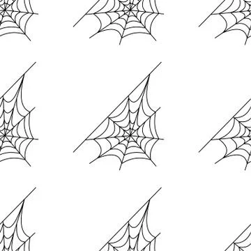 Web seamless vector pattern on white black orange background. Halloween texture. Stock Illustration