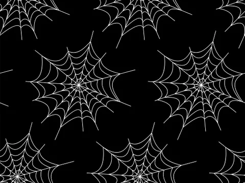 Web seamless vector pattern on white black orange background. Halloween texture. Stock Illustration