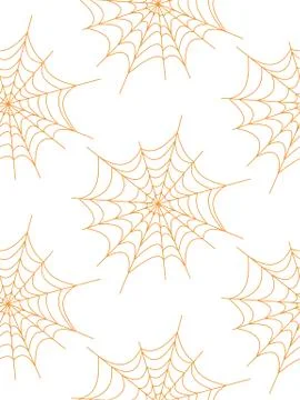 Web seamless vector pattern on white black orange background. Halloween texture. Stock Illustration