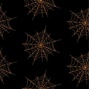 Web seamless vector pattern on white black orange background. Halloween texture. Stock Illustration