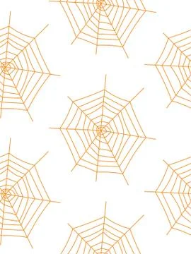 Web seamless vector pattern on white black orange background. Halloween texture. Stock Illustration