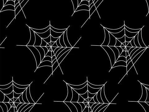 Web seamless vector pattern on white black orange background. Halloween texture. Stock Illustration