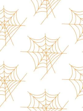 Web seamless vector pattern on white black orange background. Halloween texture. Stock Illustration