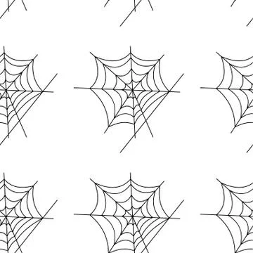 Web seamless vector pattern on white black orange background. Halloween texture. Stock Illustration