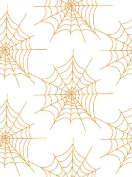 Web seamless vector pattern on white black orange background. Halloween texture. Stock Illustration