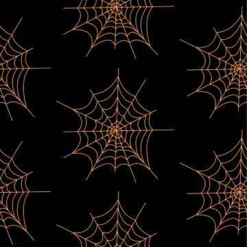 Web seamless vector pattern on white black orange background. Halloween texture. Stock Illustration