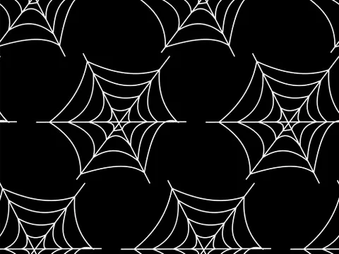 Web seamless vector pattern on white black orange background. Halloween texture. Stock Illustration
