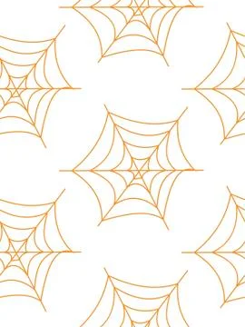 Web seamless vector pattern on white black orange background. Halloween texture. Stock Illustration