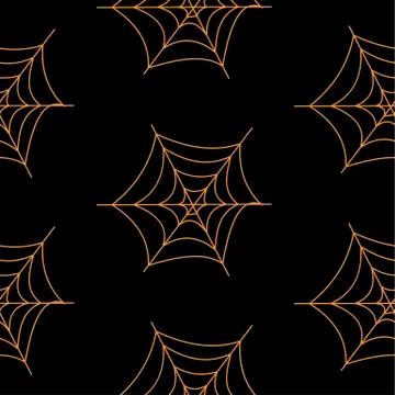 Web seamless vector pattern on white black orange background. Halloween texture. Stock Illustration