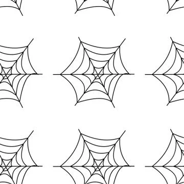 Web seamless vector pattern on white black orange background. Halloween texture. Stock Illustration