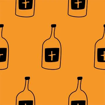 Web seamless vector pattern on white black orange background. Halloween texture. Stock Illustration