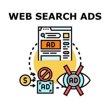Web search ads strategy preventing unwanted content Stock Illustration