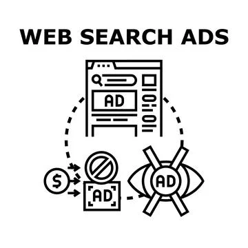 Web search ads strategy preventing unwanted content Stock Illustration