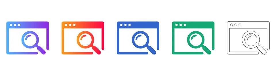 Web Search and Browser Analysis Icon Set Stock Illustration