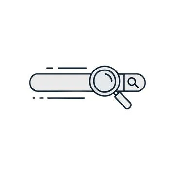 (Web Search Bar Magnifier Icon. A minimalist interface graphic for locating.. Stock Illustration