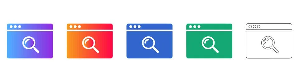 Web Search Browser Icon Set for Digital Navigation Stock Illustration