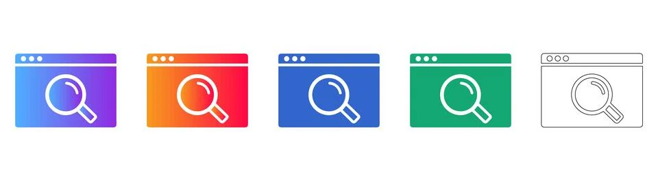 Web Search Browser Interface Icon Set Illustrazione stock
