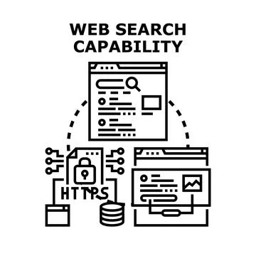 Web search capability finding online information securely Stock Illustration