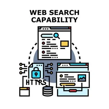 Web search capability finding online information securely Stock Illustration