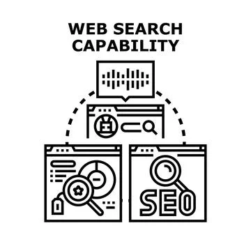 Web search capability increasing online marketing strategy Illustrazione stock