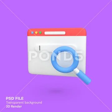 Web search isolated 3d render icon illustration PSD Template