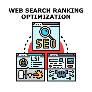 Web search ranking optimization concept for digital marketing Stock Illustration