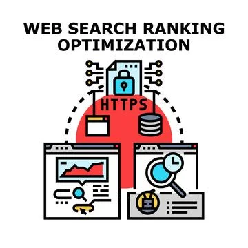 Web search ranking optimization digital concept Illustrazione stock