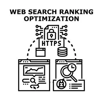 Web search ranking optimization digital concept Stock Illustration