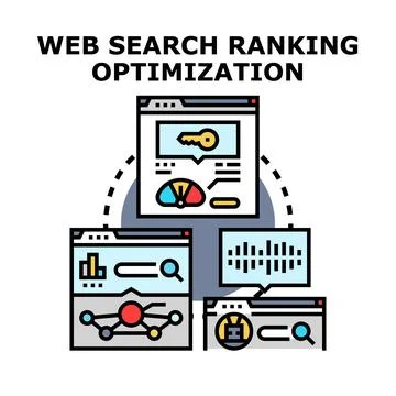 Web search ranking optimization process vector concept Stock Illustration