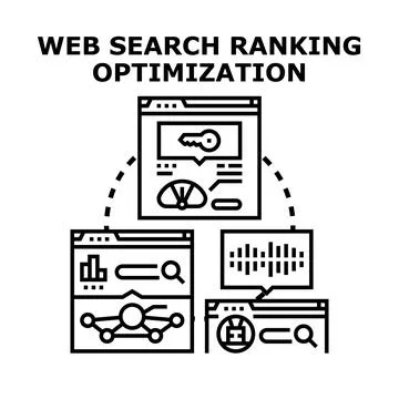 Web search ranking optimization process vector concept Stock Illustration