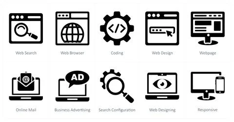 Web search, web browser, coding Stock-Illustration