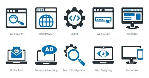 Web search, web browser, coding Stock-Illustration