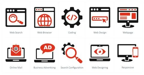 Web search, web browser, coding Stock-Illustration