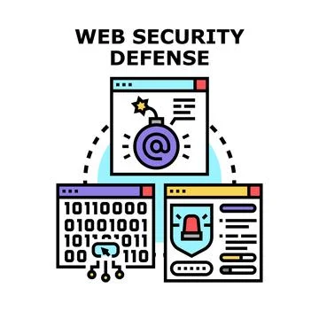 Web security defense protecting data from cyber attack 库存插图