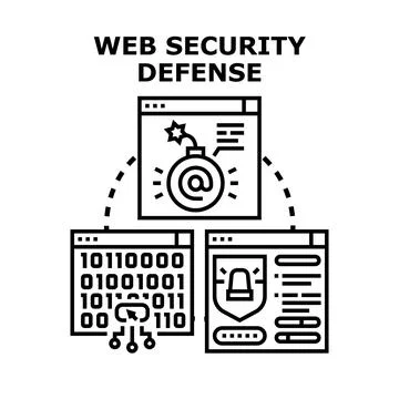 Web security defense protecting data from cyber attack Illustrazione stock