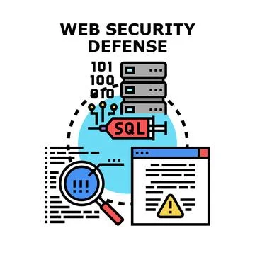 Web security defense protecting server data infrastructure Stockillustratie