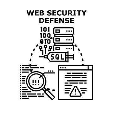 Web security defense protecting server data infrastructure Stock Illustration