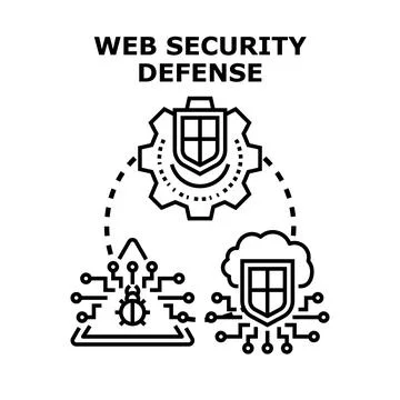 Web security defense system protecting digital data Stock Illustration