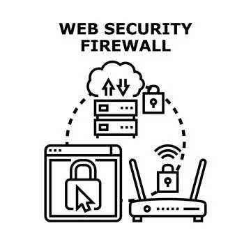 Web security firewall protecting digital data and network Stock Illustration