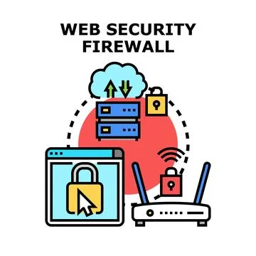 Web security firewall protecting digital data and network Stock Illustration