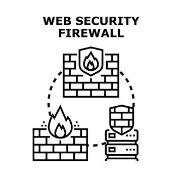 Web security firewall protecting online network systems Stock Illustration