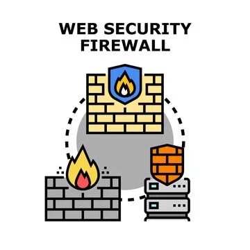 Web security firewall protecting online network systems Stock Illustration