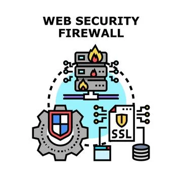 Web security firewall protection concept protecting data Stock Illustration